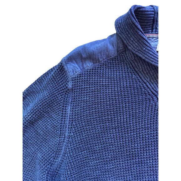 Tommy Bahama Mens Size XL Tuck Knit Shawl Collar Pullover Sweater Blue Cotton - Picture 4 of 9